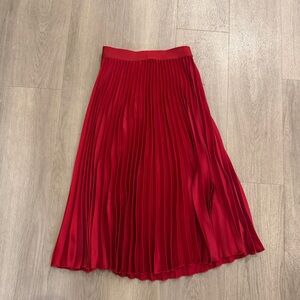 Elegant Red Pleated Skirt